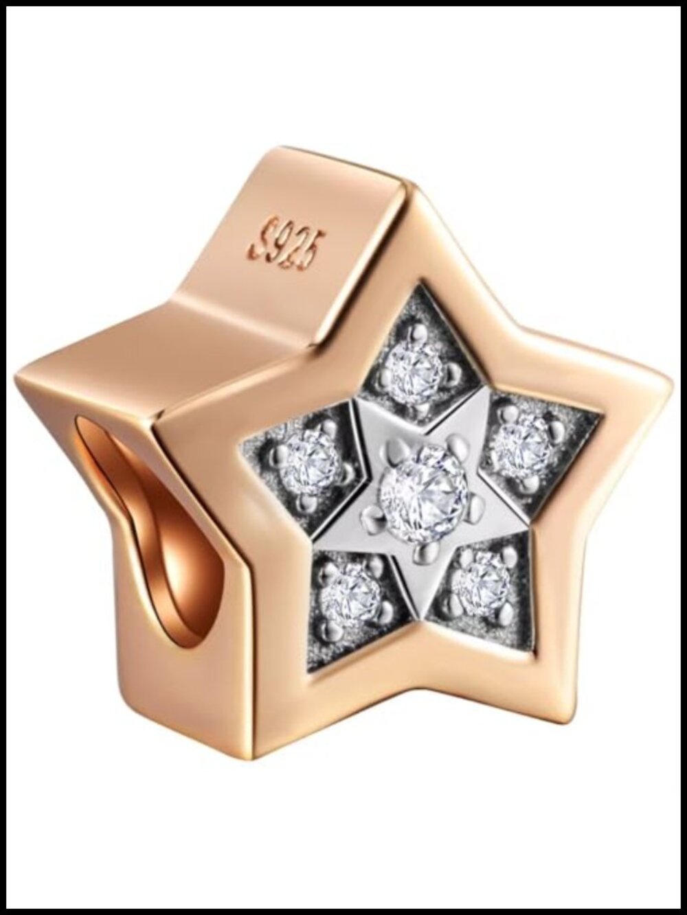 925 Sterling Silver Rose Gold Plated European Bracelet Charm Necklace Gift